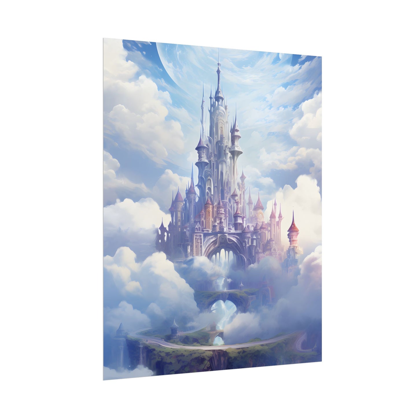 Floating Fantasy City: Celestial Digital Art - Poster