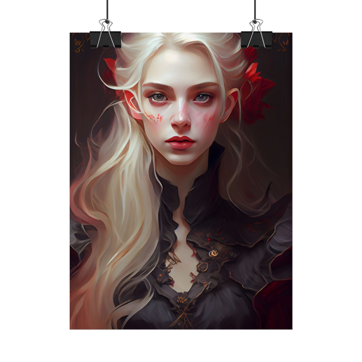 Beautiful Blonde Portrait: A Stunning Female in Black Top - Poster