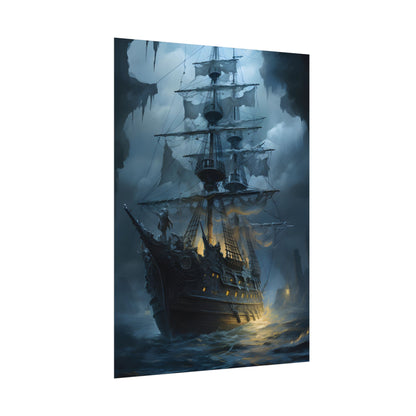 Ghost Pirate Sails: Mysterious Ocean Artwork - Poster