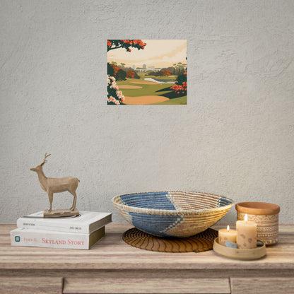 Retro Golf Illustration: Classic Course Art - Poster