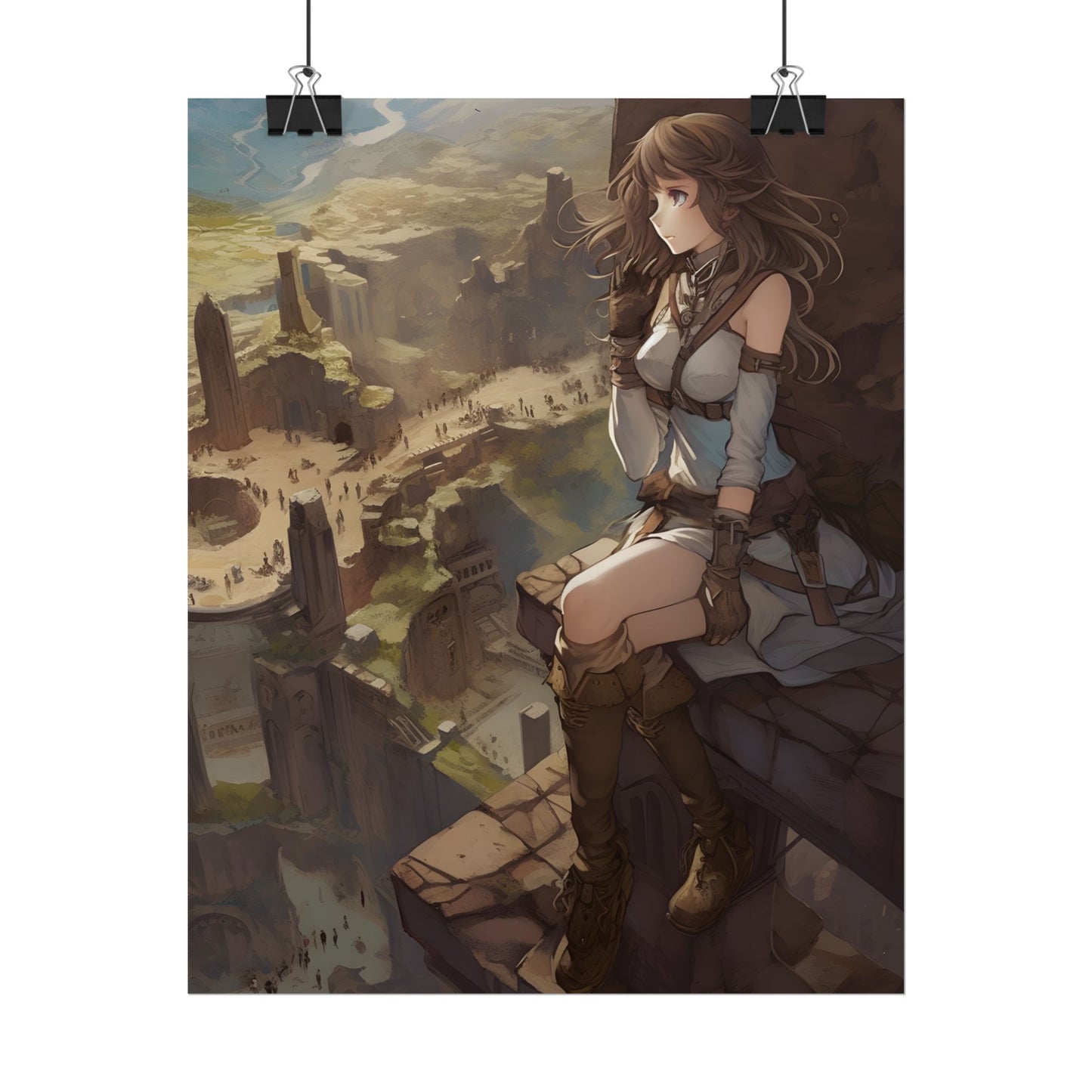Heroic Bird's Eye View: A Detailed Anime Scene - Poster