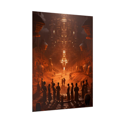 Vibrant Futuristic Tribal Gathering: Digital Art - Poster