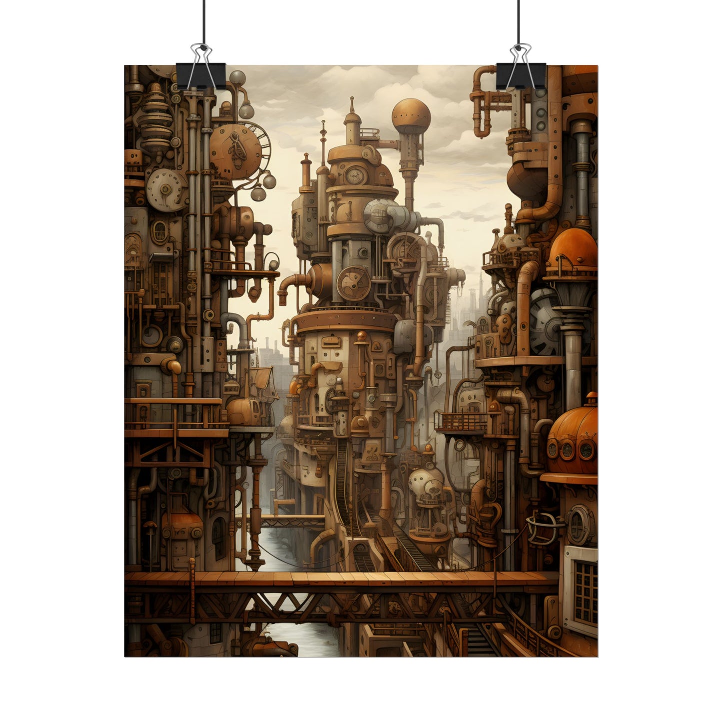 Steampunk Cityscape: Vintage Parisian Dreamscape - Poster