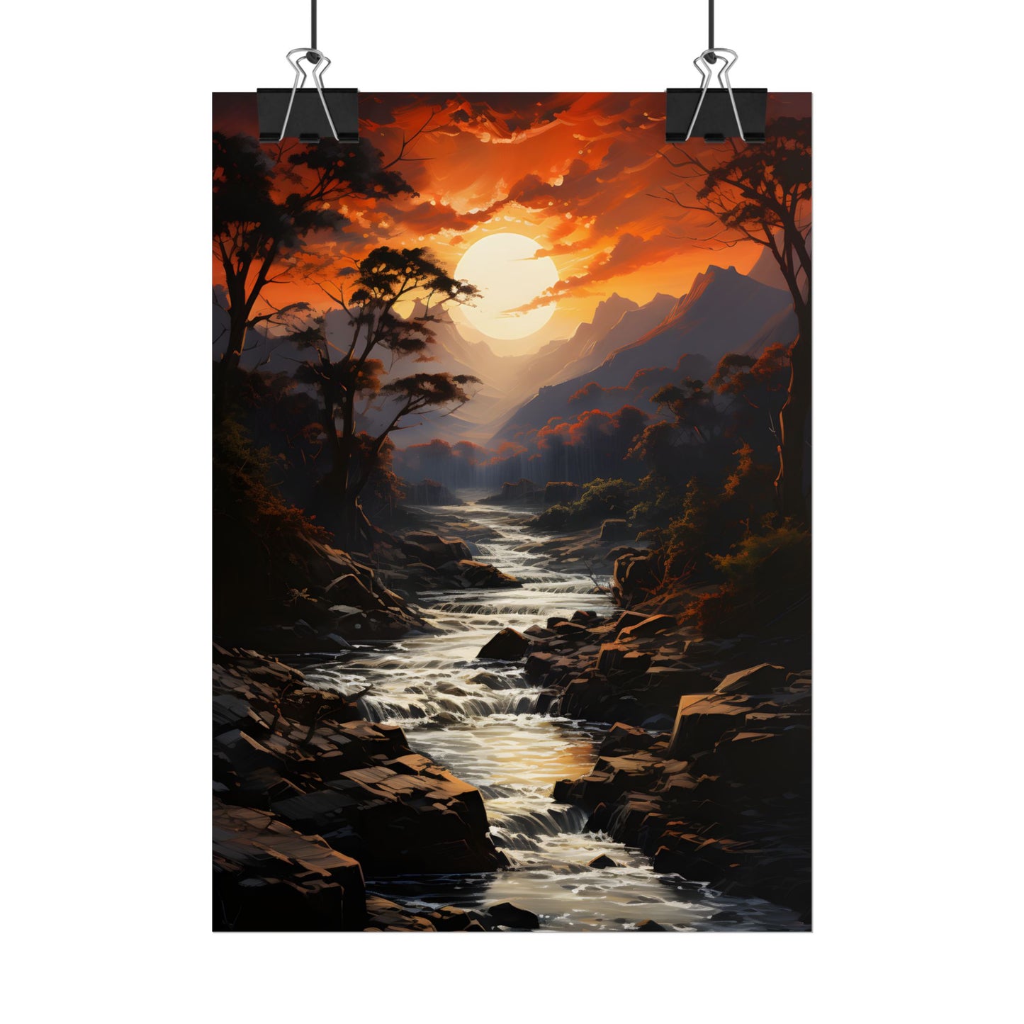 Breathtaking Waterfall: Impressionist Oil Painting in Serene Atmosphere - Poster