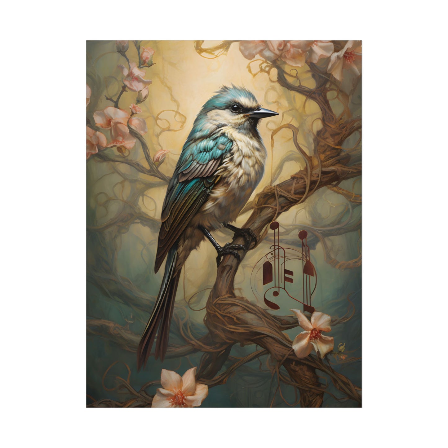 Blue Beauty: A Majestic Songbird in Nature - Poster