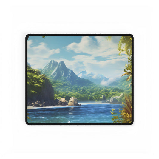 Tranquil Tropical Beach: Island Paradise Artwork - Desk Mat