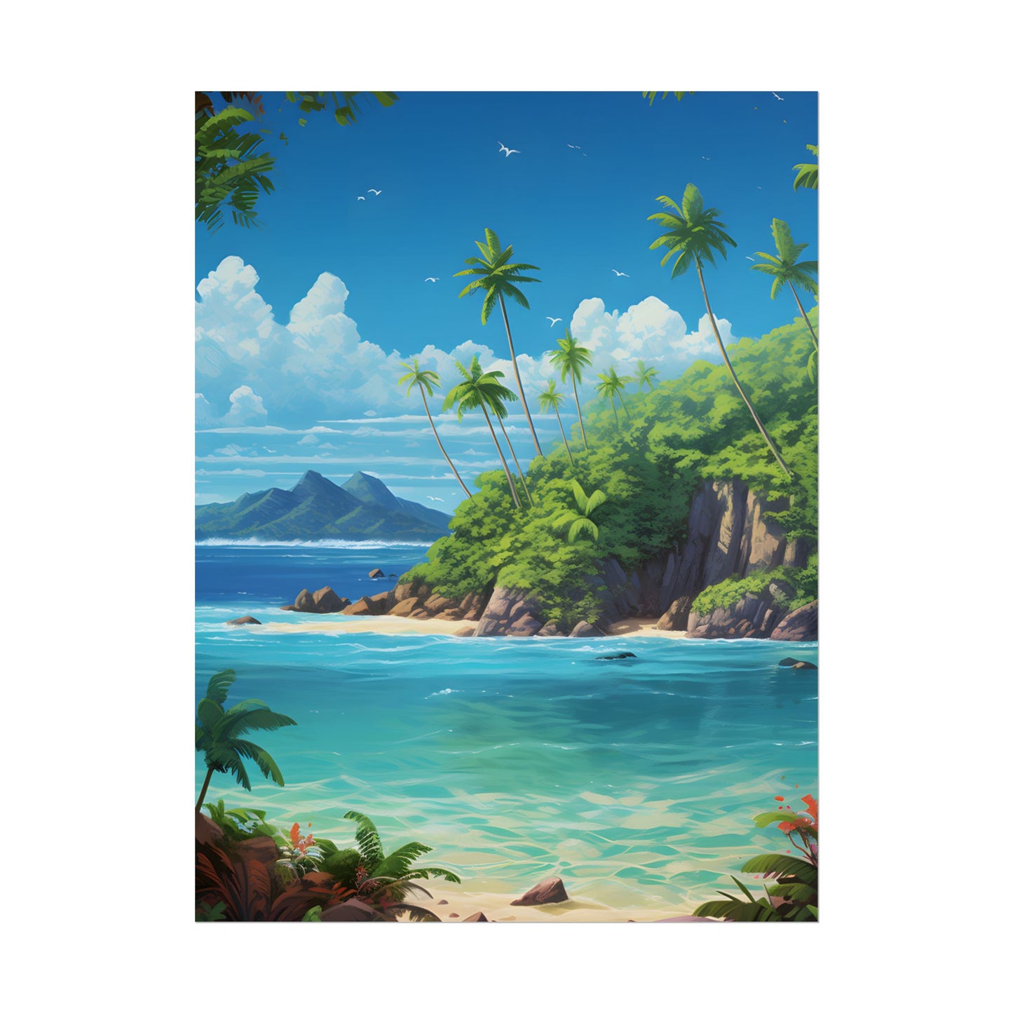 Tranquil Tropical Paradise: Calming Island Scene Art - Poster
