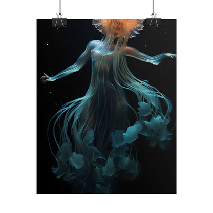 Underwater ballet of luminescent beauty: A dance in motion with oceanic harmony - Poster