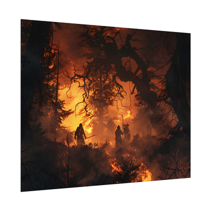 Misty Sunset Forest: Group Gathering - Poster