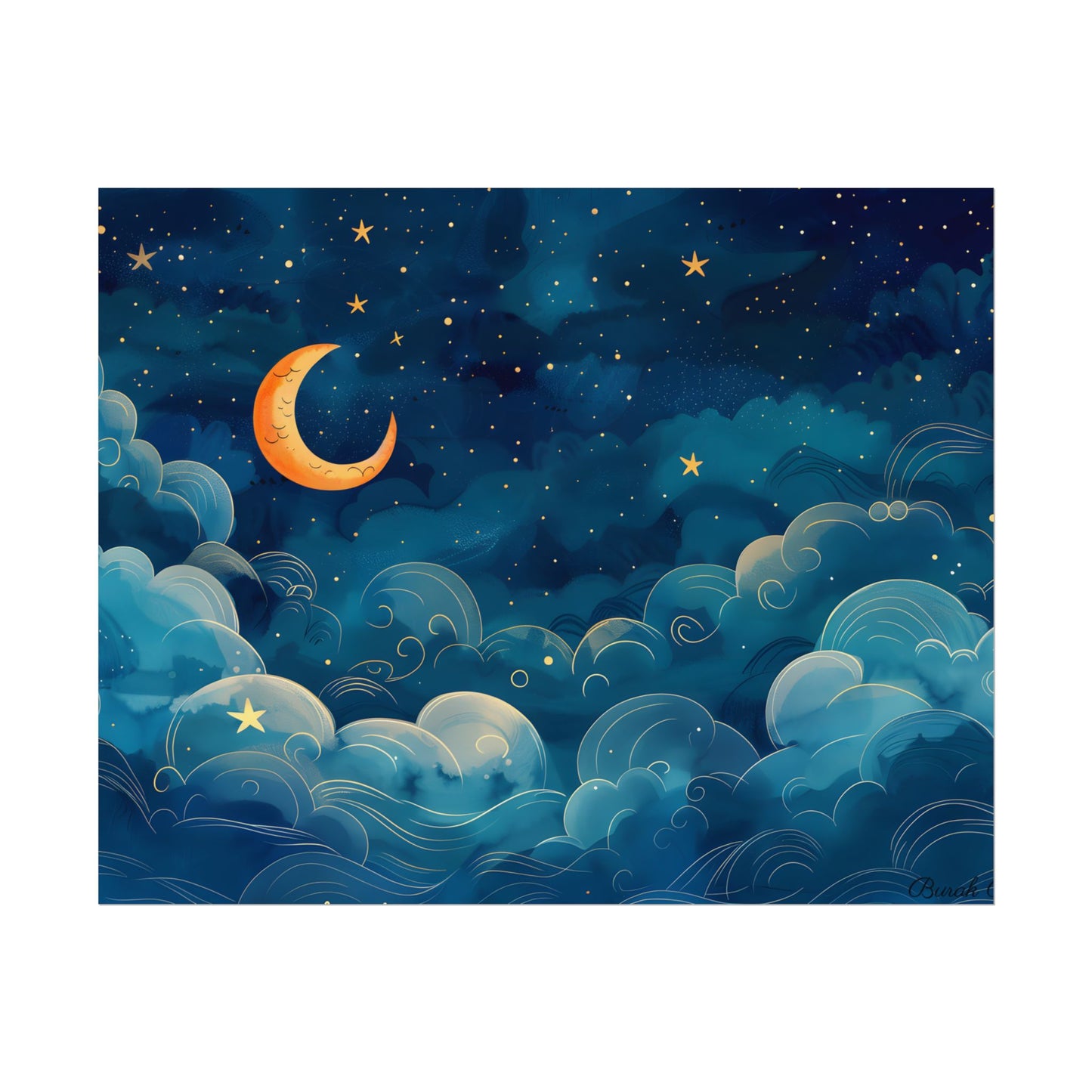 Whimsical Dreamy Night Sky: Small Town Illuminated by Pastel Stars - Poster