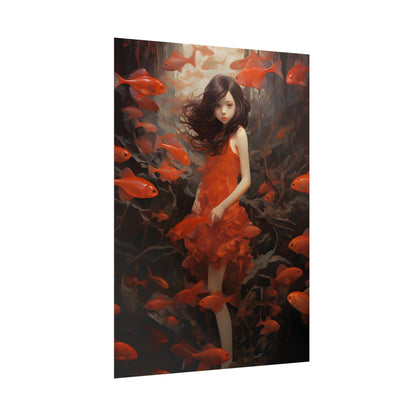 Simple Orange Still Life: Casual Wooden Table Art - Poster