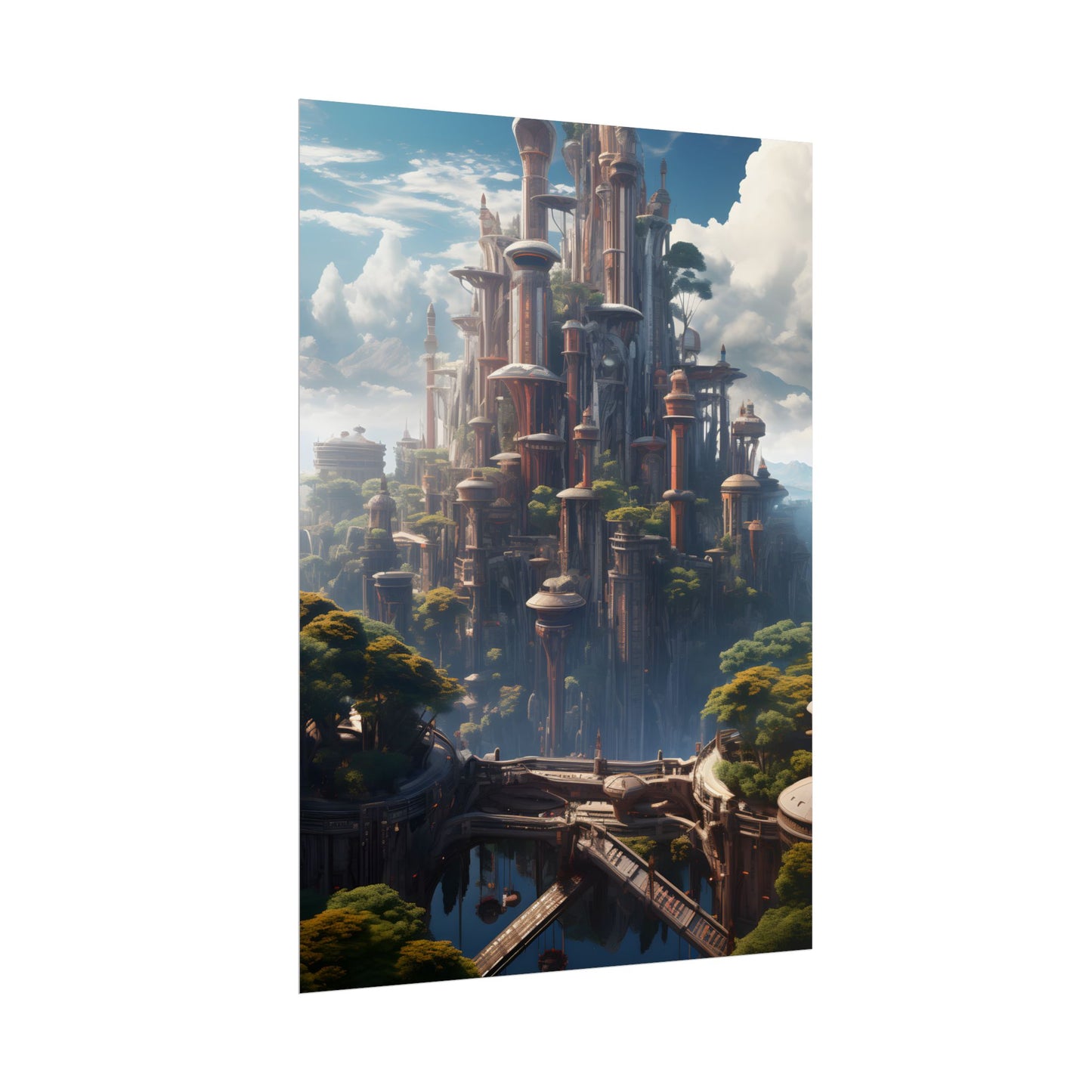 Floating City of Columbia: Breathtaking Modern Urban Landscape - Poster