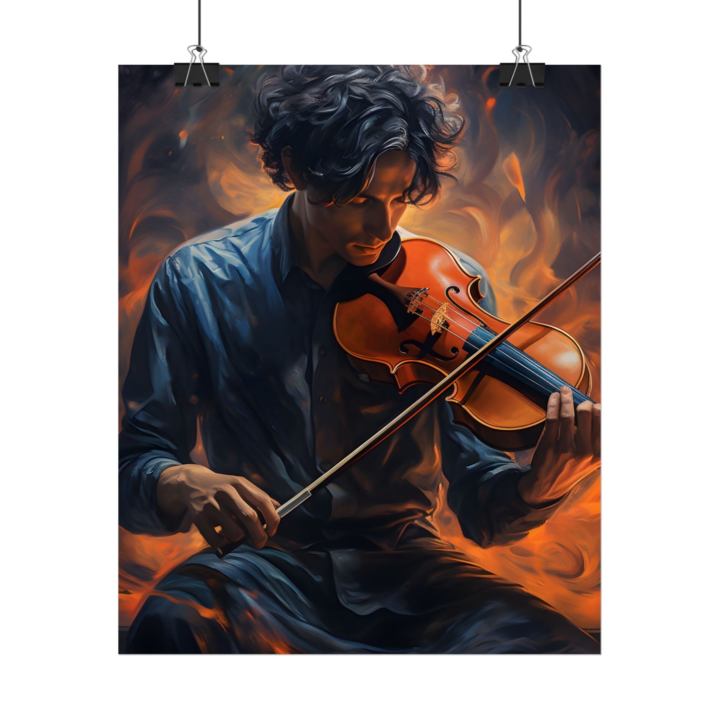 Mysterious Musician Portrait: Enigmatic Eyes Artwork - Poster