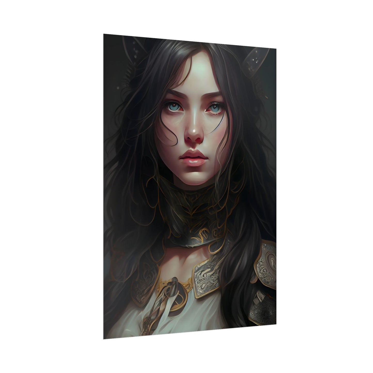 Vibrant Red Portrait: Dynamic Female Artwork - Poster