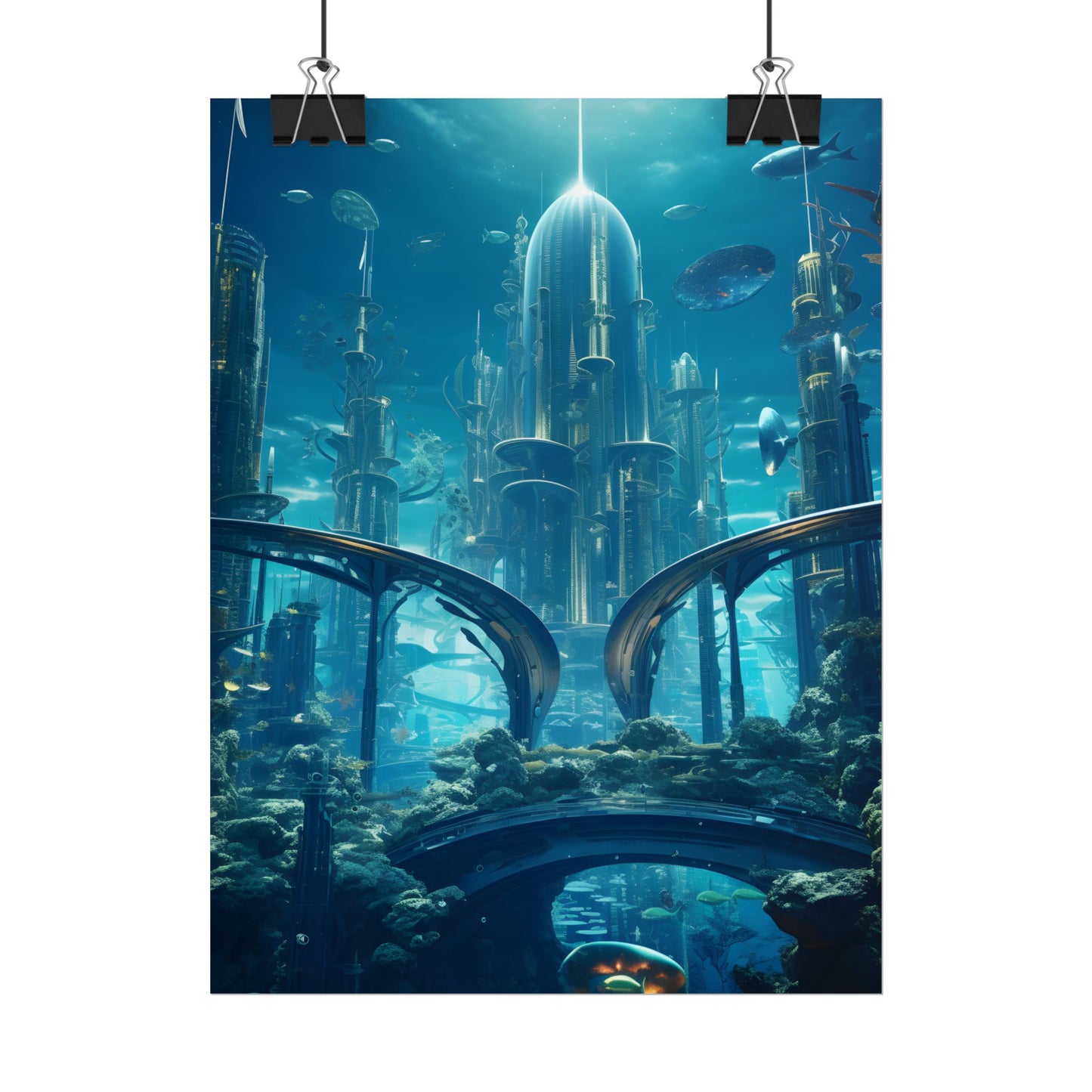 Underwater City of the Future: Sleek Modern Architecture - Poster