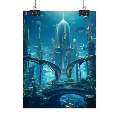 Underwater City of the Future: Sleek Modern Architecture - Poster