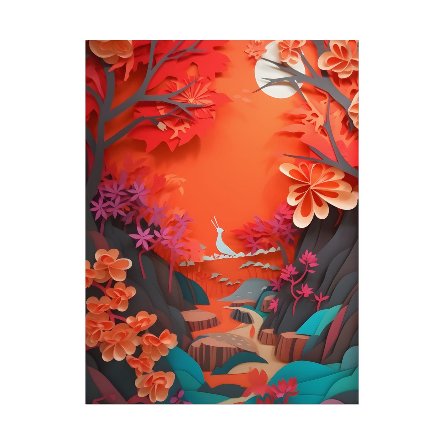 Vibrant European Landscape: Colorful Paper Quilling Art - Poster