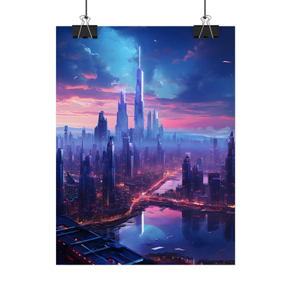 Cyberpunk Dystopia: Futuristic Cityscape Digital Art - Poster
