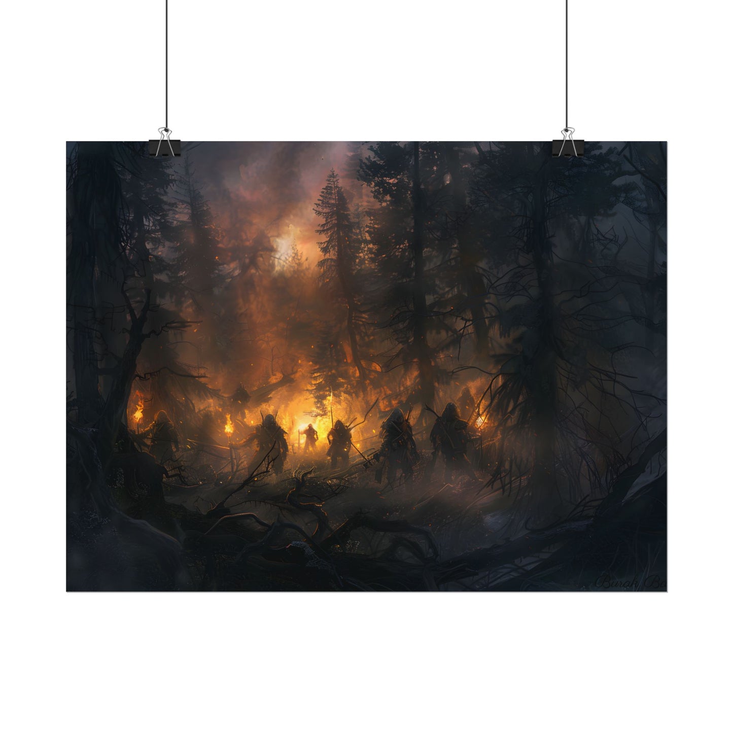 Tranquil Forest Sunset: People Connecting with Nature - Poster