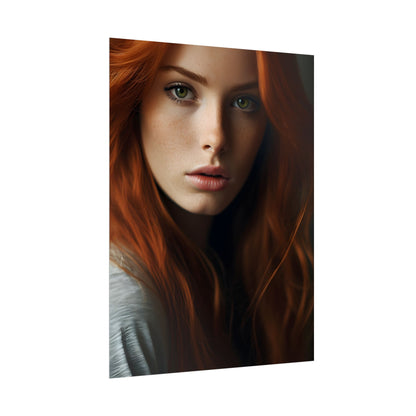 Redhead Woman in Nature: Candid Photo - Poster