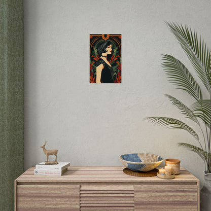 Elegant Vintage Poster: A Woman's Enchanting Presence - Poster