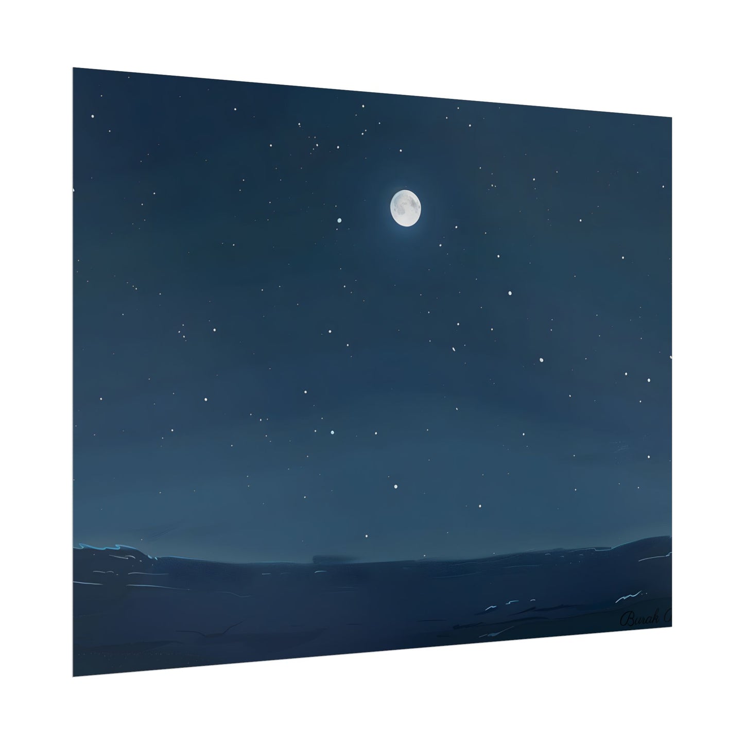 Starry Night Sky: Minimalist Beauty in Blue - Poster