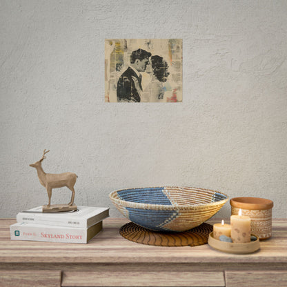 Vintage Romance: Celebratory Couple Art Poster - Poster
