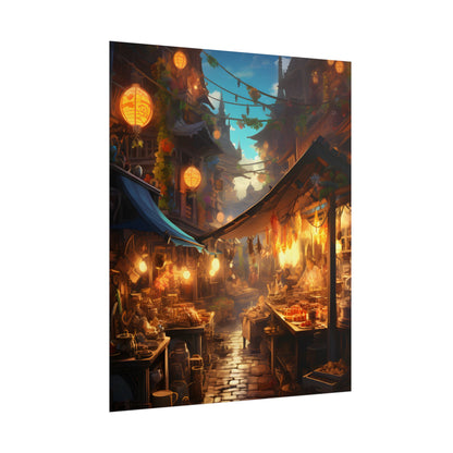 Magical Street Food Market: Vibrant Colors - Poster