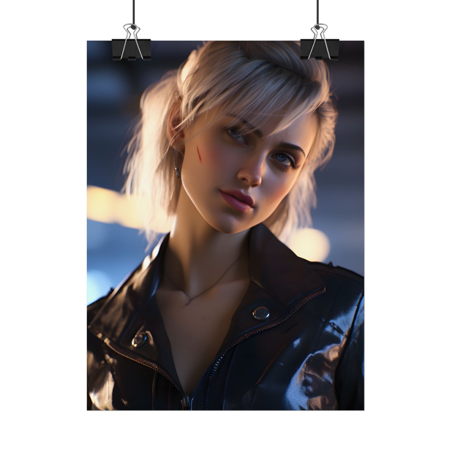 Cyberpunk Teenage Girl: Blonde Digital Art - Poster
