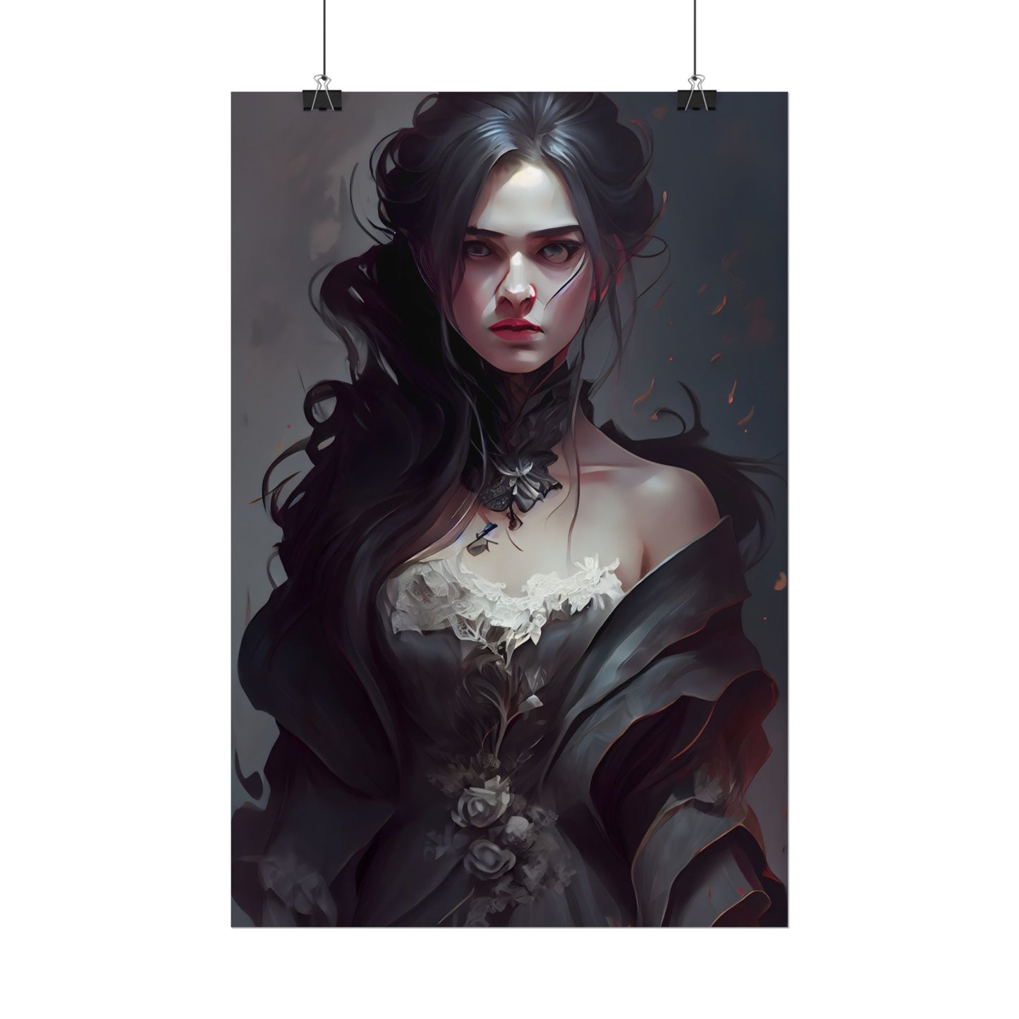 Black Haired Female Portrait: Elegant Outdoor Beauty - Poster