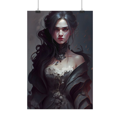 Black Haired Female Portrait: Elegant Outdoor Beauty - Poster