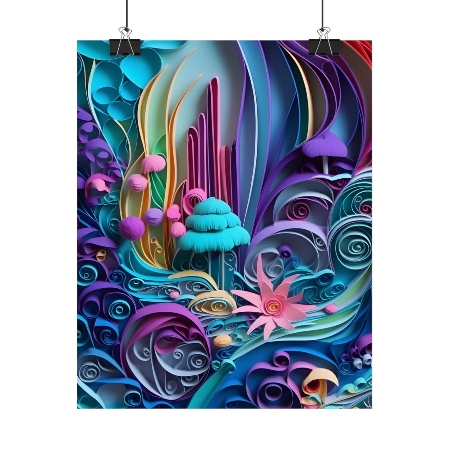 Vibrant Beach Landscape: Paper Quilling Artwork - Poster