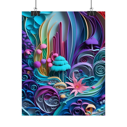 Vibrant Beach Landscape: Paper Quilling Artwork - Poster