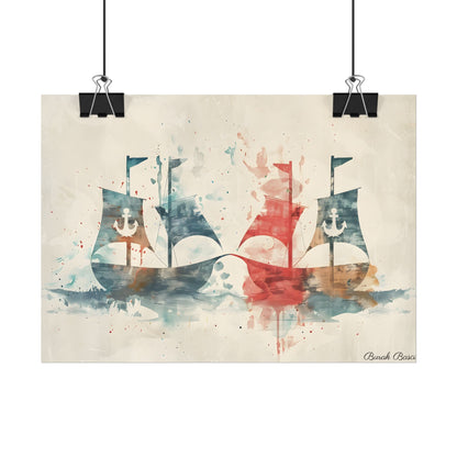 Vintage Nautical Flags: Antique Maritime Heraldry Illustration - Poster