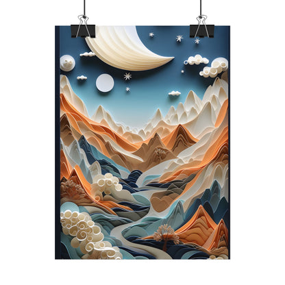 Vibrant European Quilled Landscape: Intricate Paper Art - Poster