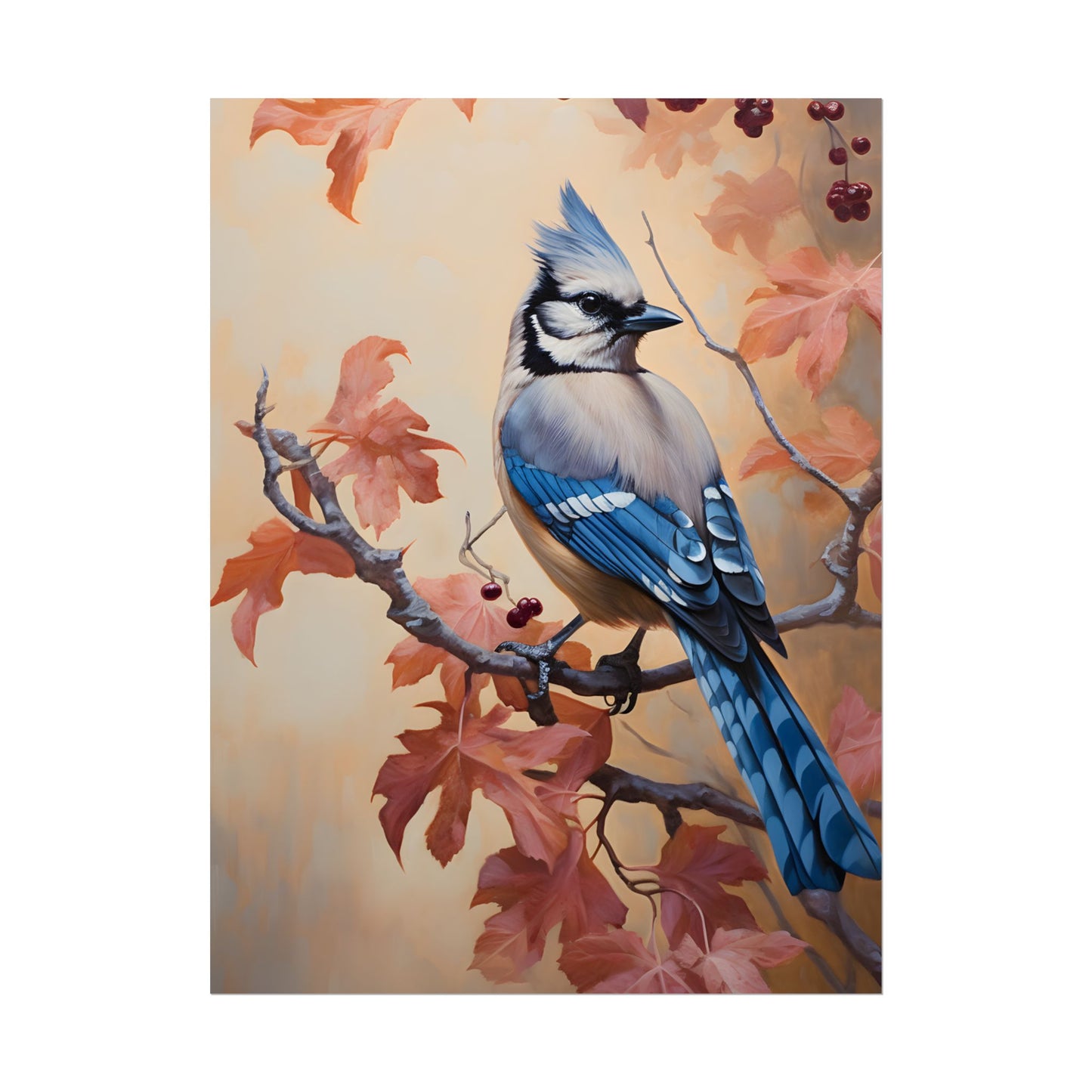Autumn Oak Branch: Oil Painting Artwork - Poster