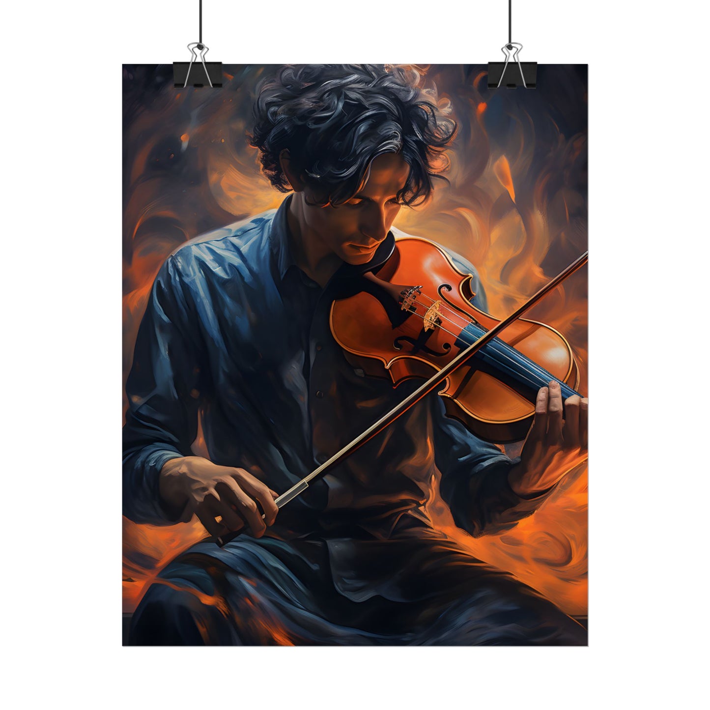 Mysterious Musician Portrait: Enigmatic Eyes Artwork - Poster