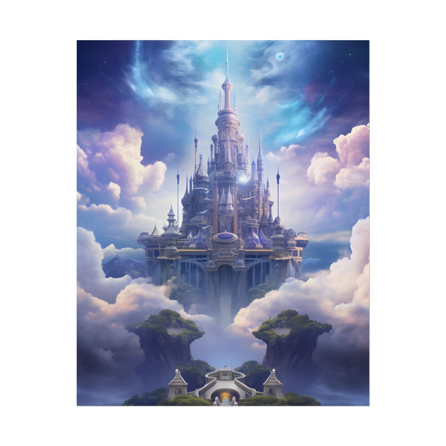 Celestial Fantasy Floating City: Dreamlike Artwork - Poster