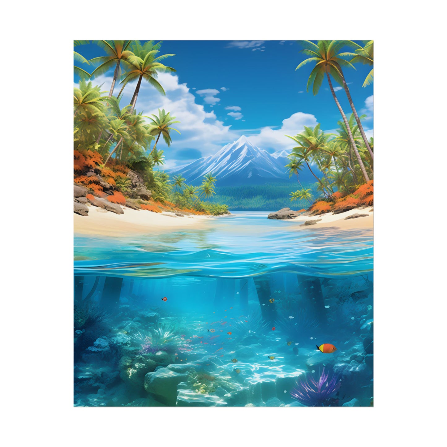 Tropical Paradise Tranquility: Lush Island Getaway Art - Poster