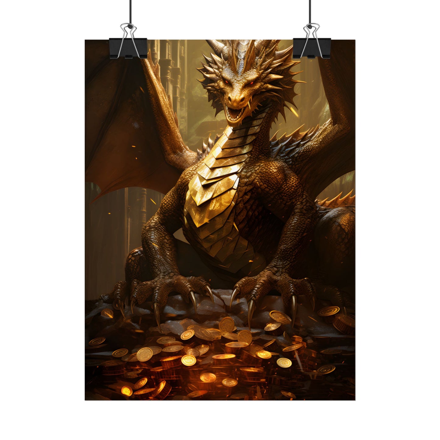 Majestic Dragon Guardian: Fantasy Artwork in a Magical Lair - Poster