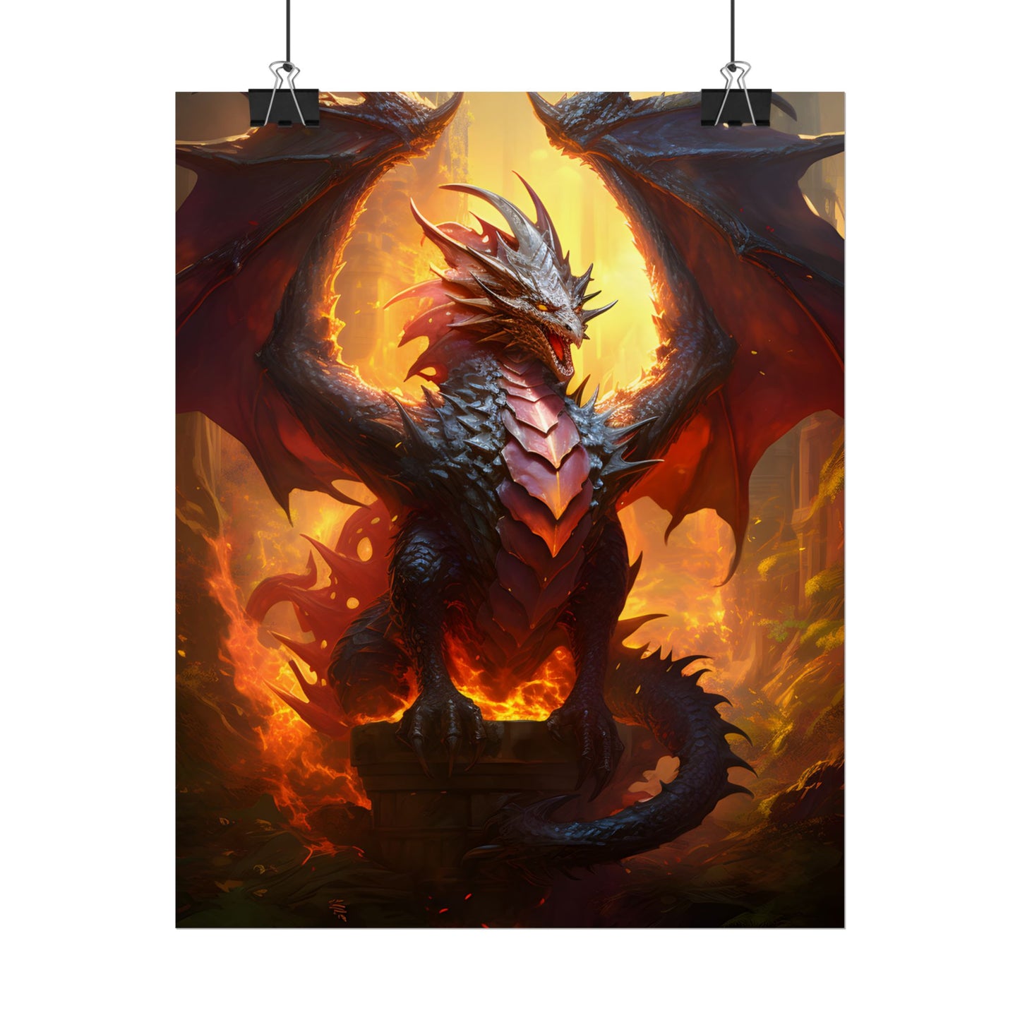 Fantasy Dragon's Treasure Hoard: Ancient Artwork - Poster