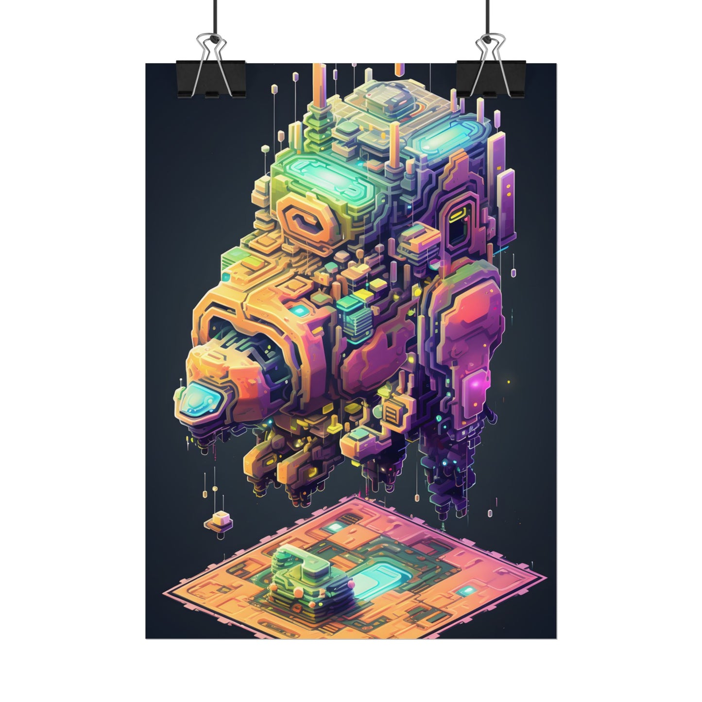 Pixel Punk Pets: Digital Artwork of Cyber-Pets in Pixelated World - Poster