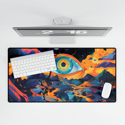 Surreal Landscape with Giant Eye: Mysterious Artwork - Desk Mat