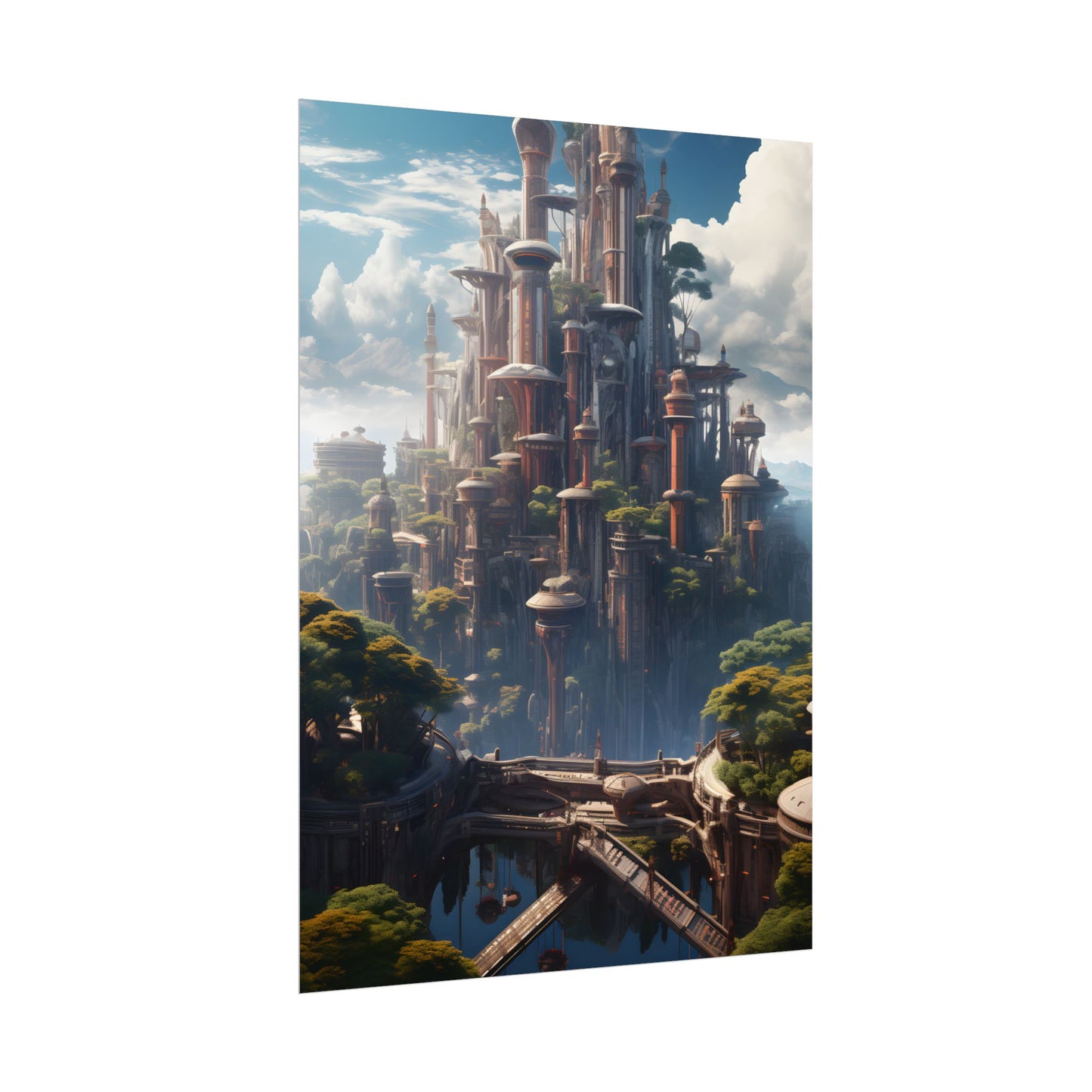 Floating City of Columbia: Breathtaking Modern Urban Landscape - Poster
