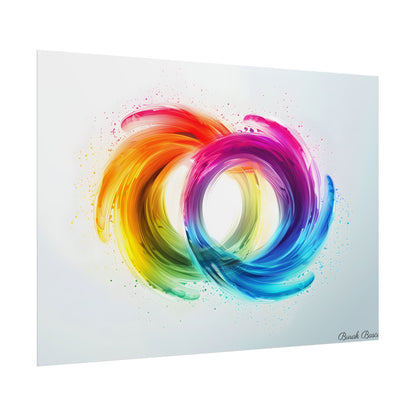 Swirling Colors: Gradient Artwork with Red, Blue, and Yellow Circles - Poster