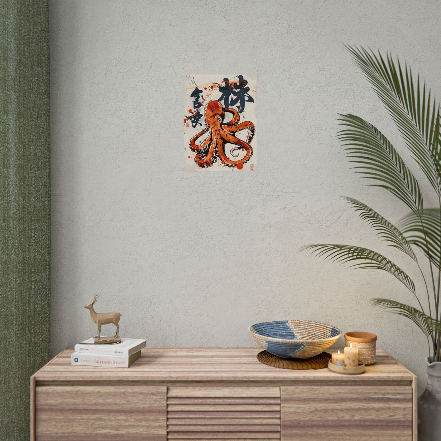 Traditional Japanese Octopus Art: Ukiyo-e Style Mural - Poster