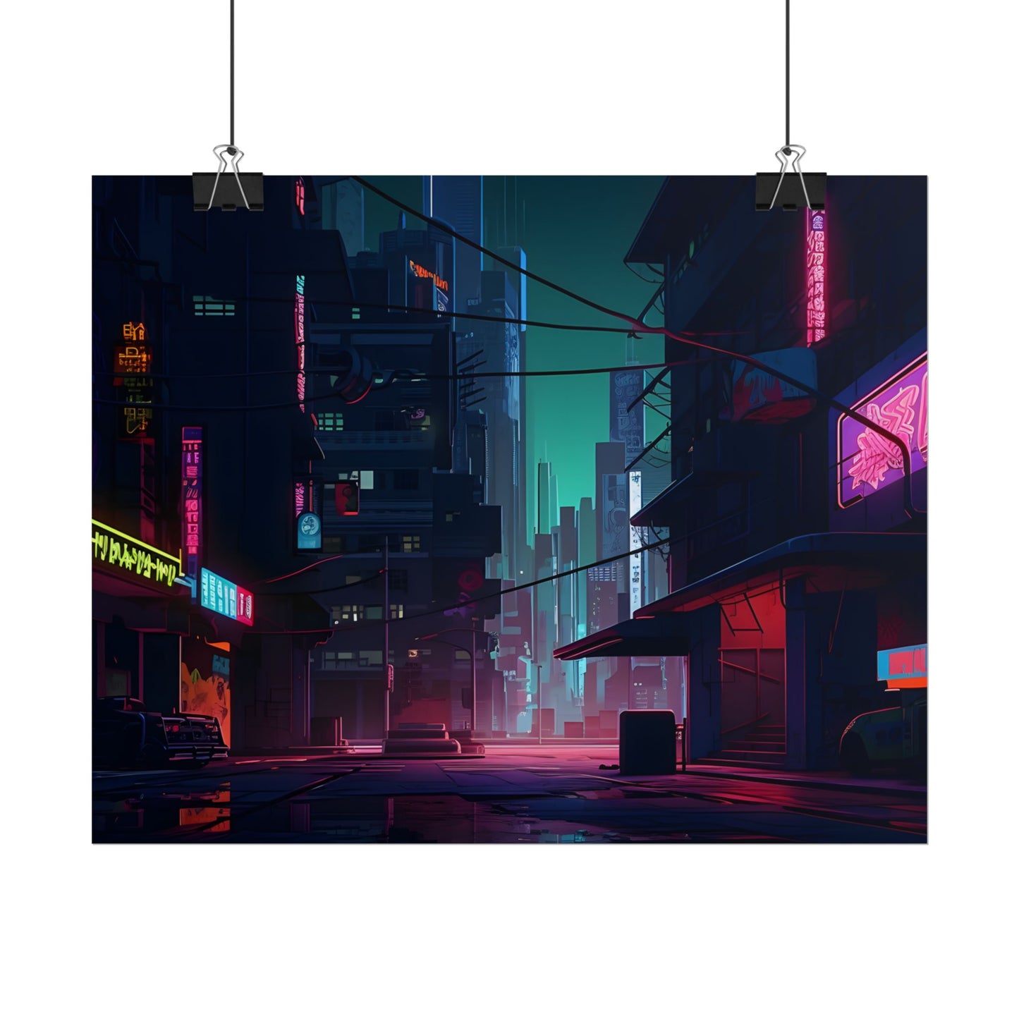 Nightfall in Neo-City: A Melancholic Cyberpunk Scene - Poster