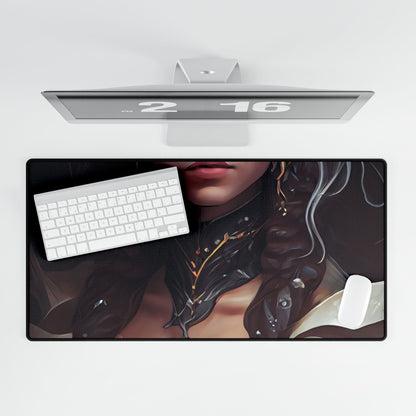 Glamorous Mid-20s Female Portrait: Black Hair Artwork - Desk Mat