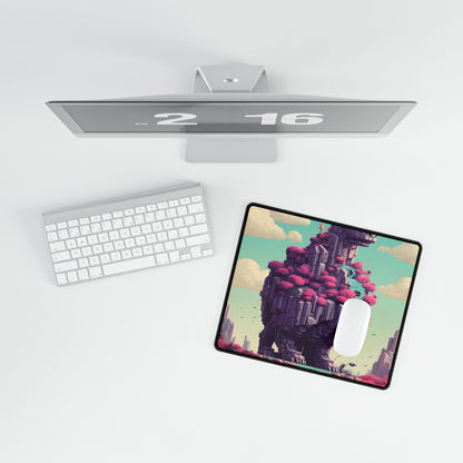 Futuristic Cyber Pet: Neon Pixel Art - Desk Mat