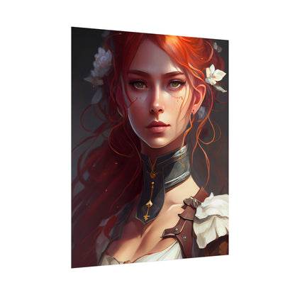 Redheaded Beauty: Formal Portrait in Dark Dress - Poster